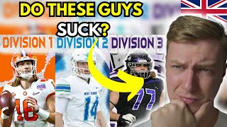 British Guy Reacts To The Difference Between Division 1 Division 2 and Division 3 [upl. by Ethbin857]