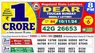 NAGALAND STATE LOTTERY 8 PM 10112024 DEAR LOTTERY SAMBAD RESULT TODAY [upl. by Leilamag]