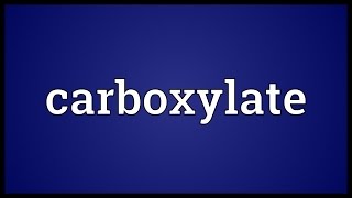 Carboxylate Meaning [upl. by Chaunce893]