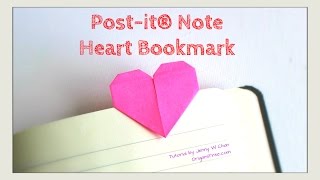 Valentines Day Craft  DIY Heart Bookmark with PostitR Notes How to Fold Paper Origami Heart [upl. by Leahcimed443]