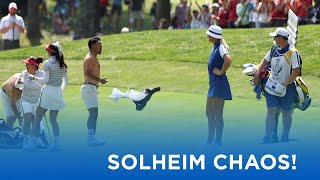 Shirts Off Caddies Go Wild After Alison Lee HoleOut  2024 Solheim Cup [upl. by Melony]