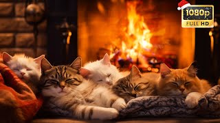 Relaxing To Purring Cats And Cozy Fireplace for Peaceful Night 🔥 Deep Sleep Relax Study [upl. by Tadich]