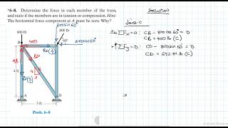 6–8 Structural Analysis Chapter 6 Hibbeler Statics Benam Academy [upl. by Enohpets62]