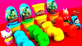 Toy Story Surprise Eggs PlayDoh Shrek Spongebob Disney Princess Disney Cars Smurfs Angry Birds Toys [upl. by Coulson302]