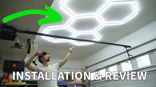 Installing Hexagon Garage Lights in My Garage Review amp Thoughts HighBrightness Lighting Solution [upl. by Chyou211]