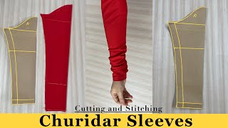 Churidar Sleeves Cutting and Stitching ✅  Full Sleeves Cutting amp Stitching  Bangle Sleeves [upl. by Aneleve]