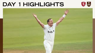 Highlights Surrey take three wickets on shortened first day at Kent [upl. by Nyleikcaj]