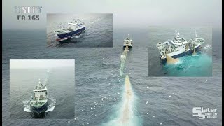 UNITY FR 165 part 1 Drone amp Deck footage of shooting amp hauling net on a Pelagic Trawler [upl. by Sakmar455]