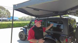 Dee Zee Roof Rack amp Overland Vehicle Systems Awning on Jeep Wrangler review by CampH Auto Accessories [upl. by Adnauqaj]