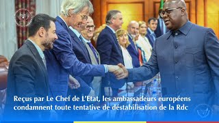 Ambassadeurs européens reçus par le Chef de lÉtat condamnent la déstabilisation de la RDC [upl. by Heer]