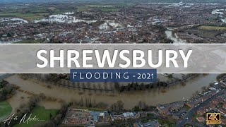 Shrewsbury Town Loop Flooding 2021  4K Drone [upl. by Naujej]