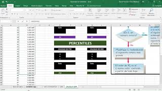 CUARTILES DECILES PERCENTILES DATOS NO AGRUPADOS excel 1DE2 [upl. by Llenyl]