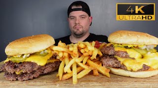 DOUBLE SMASH BURGERS ASMR MUKBANG  Dave Kay ASMR [upl. by Divod]