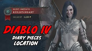 Where are the diary pages located for the Kulles Heart quest in Diablo IV [upl. by Earahs]