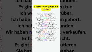 Beispiele für Negation mit Nichts alltagsdeutsch  germangrammar deutsch [upl. by Enomsed]