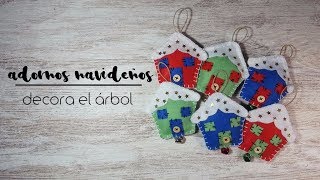 Adornos DIY para el árbol de Navidad 🎄 2  casitas de fieltro [upl. by Ferwerda]