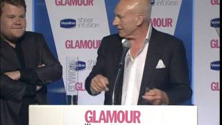 James Corden and Patrick Stewart clash at Awards [upl. by Eiroc]