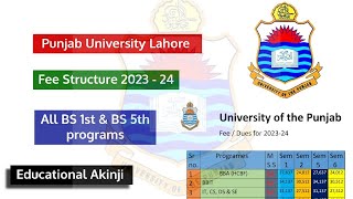 Punjab University Lahore Fee Structure 2023 All Programs  Punjab University Lahore Admissions 2023 [upl. by Matuag]