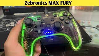 Zebronics MAX FURY Transparent RGB LED Illuminated Wired Gamepad  Unboxing And Review [upl. by Delmar]