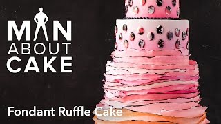 man about Ombré Fondant Ruffle Cake  Man About Cake with Joshua John Russell [upl. by Nailimixam]