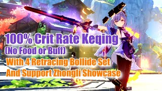 100 Crit Rate Keqing With 4 Retracing Bollide Set and Support Zhongli Showcase [upl. by Anirbys]