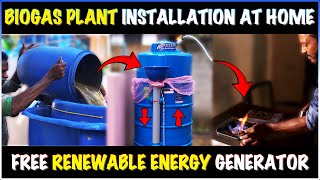 Biogas Plant Installation At Home  Free Renewable Energy Generator At Home [upl. by Atinuhs]