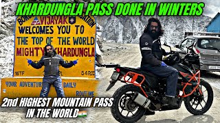 FINALLY MIGHTY KHARDUNGLA PASS IN WINTERS 🇮🇳 LEH SAFARNAMA EP7 [upl. by Nalepka]