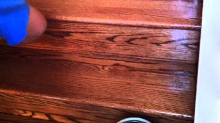 How to refinish oak hardwood stairs applying the polyurethane [upl. by Jestude]