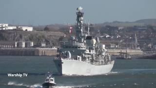 HMS MONMOUTH F235 ENTERS DEVONPORT AT FIRESTONE BAY  13th January 2017 [upl. by Attelahs]