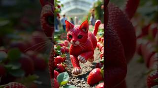 Cute Strawberry 🍓 Cat 😺 115 catvideos catlover cat strawberry shorts [upl. by Augie]