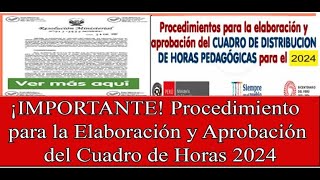 ELABORACIÓN Y APROBACIÓN DEL CUADRO DE DISTRIBUCIÓN DE HORAS 2024 [upl. by Market]