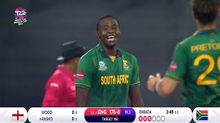 KAGISO RABADA HATTRICK AGAINST ENGLAND  England vs South africa t20 wc highlight [upl. by Veats]