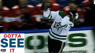 GOTTA SEE IT Referee Takes Down Jamie Benn With Accidental Clothesline [upl. by Croydon]