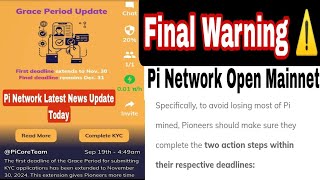 Warning ⚠️ Pi Network New Update Final Kyc Extend Date For Open Mainnet Lunch 2024 Grace Period News [upl. by Amerigo]