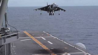 Harrier Takeoff amp Landing on USS Makin Island [upl. by Roselane]