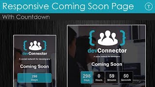 Responsive Coming Soon Landing Page With Countdown [upl. by Rednaskela]