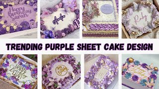 Trending Sheet cake decorating ideas 2024Square Cake designsBirthday Sheet cakePurple Cake Design [upl. by Wolford]