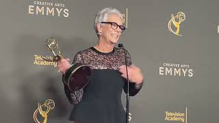 Jamie Lee Curtis Best Comedy Guest Actress The Bear 2024 Emmys press room interview [upl. by Ahtiek169]