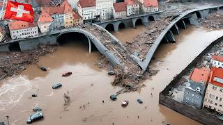 Switzerland is isolated Flash floods and landslides swept away roads and houses in Brienz [upl. by Luba]