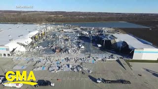 6 killed after tornado destroys Amazon warehouse in Illinois l GMA [upl. by Dimo676]