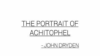 The Portrait of Achitophel  John Dryden  LITERATURES OF THE ENGLISH REVOLUTIONENLIGHTENMENT [upl. by Jasik]