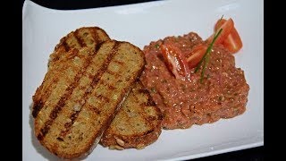 Beef Tartare wit Garlic Bread  Rinder Tatar mit Knoblauchbrot  Tatarski Biftek [upl. by Ellehcyt]