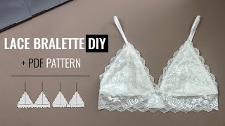 How to sew lace bralette PDF sewing pattern bralette [upl. by Nitin55]