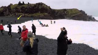 Big sneaker wave at Djúpalónssandur Iceland [upl. by Sirred]