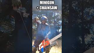 😱 MINIGUN  MOTOSIERRA 😱 ▬ fake airsoft fail funny [upl. by Carlick]