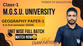 01  Geography Paper  1  BA 2ND SEMESTER 2024  MGSU UNIVERSITY 2024  important questions [upl. by Etan909]