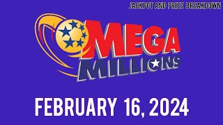 Mega Millions drawing for Friday February 16 2024 [upl. by Akilaz]