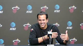 Erik Spoelstra Talks Kelel Ware To GLeague Bam Adebayo Shooting LeBron James and Pat Riley [upl. by Nerehs]