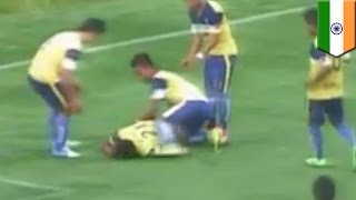 Goal celebration death Indian soccer player dies after breaking his neck [upl. by Ynaittirb]