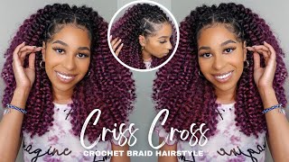 CRISS CROSS HAIRSTYLE WITH CROCHET HAIR  STEP BY STEP  BEGINNER FRIENDLY [upl. by Madelin]